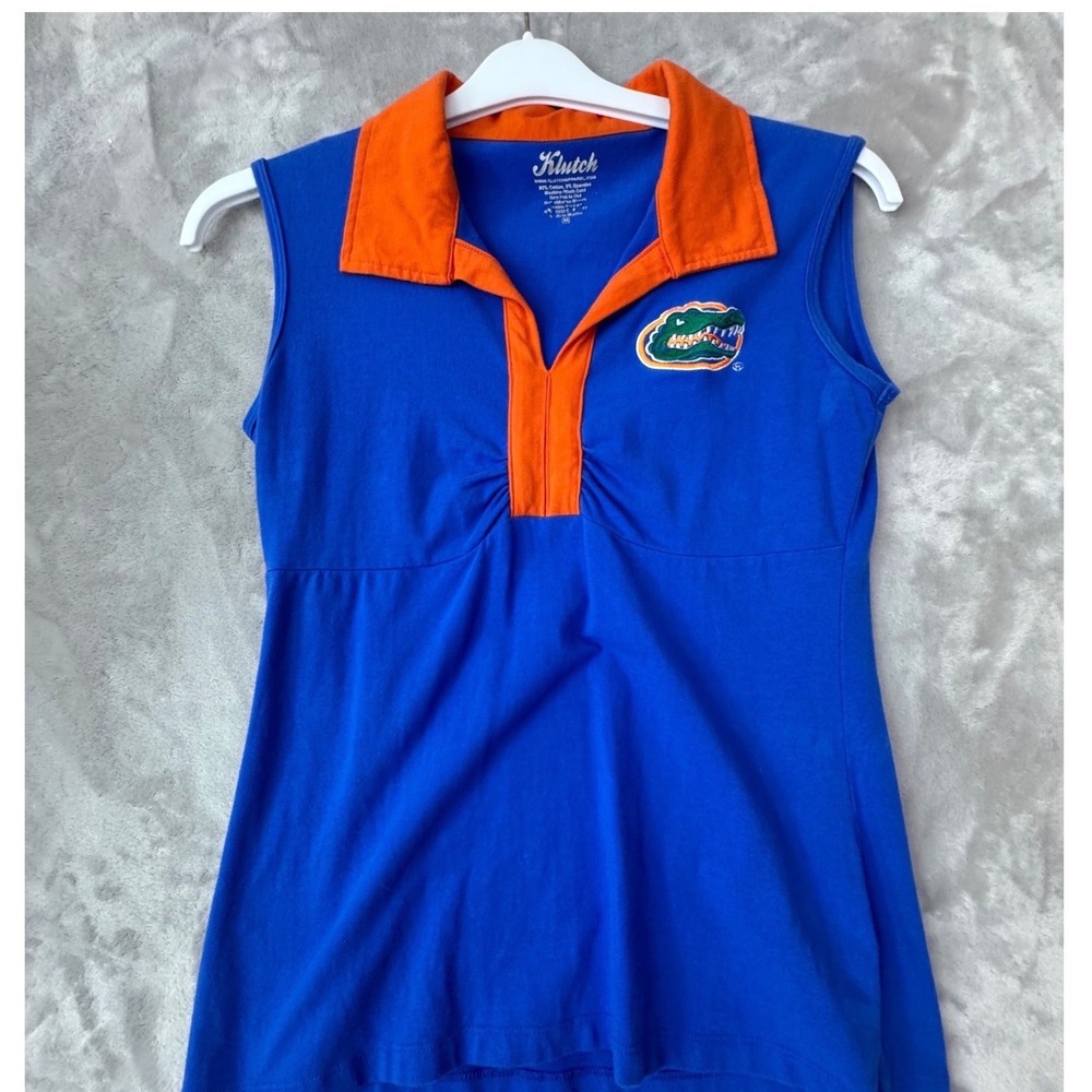 Klutch Florida Gators Sleeveless Polo Top Blue Orange V-Neck Size M 1617